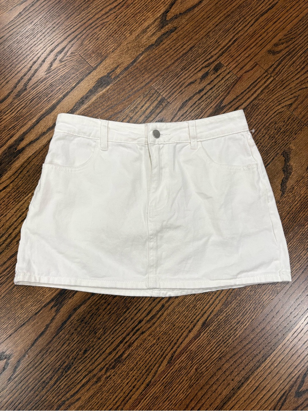 White Denim Mini Skirt